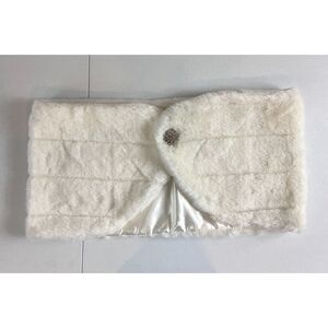 Tulip Bridal Women's Ivory Faux Fur Wrap Shawl Rhinestone Brooch